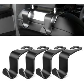 Car Seat Back Hook, Car Headrest Hook, Car Accessories for Interior, 4 Pack Plastic Black Hook, Suitable for Handbags, Shopping Bags, Clothes, Portable Tool Box