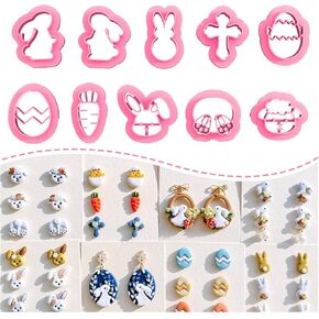 KEOKER Polymer Clay Cutters, Easter Polymer Clay Cutters for Earrings Making, 21 Shapes Easter Egg Clay Cutters, Small Easter Clay Cutters for Polymer Clay Jewelry (A+B)