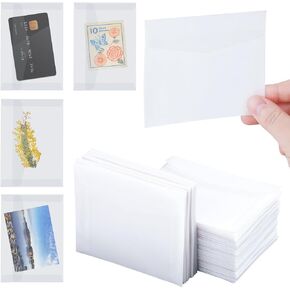 50 PCS Glassine Envelopes 4.5 × 3.2 Inch Translucent Envelopes for Stamps, Clear Envelopes Self Sealing Mini Envelopes for Seeds Stamp Coin Collecting Lottery Ticket Card