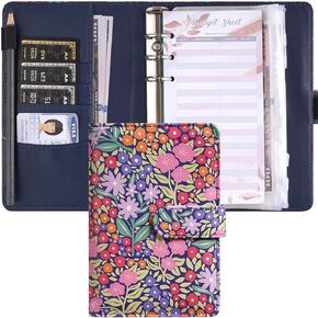 Budget Binder, A6 Money Saving Binder with Cash Envelopes, PU Leather Saving Challenge, Money Saving Binder with Zipper Envelopes Budget Sheet and Category Sticker Labels.