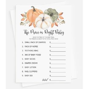 All Ewired Up 50 Baby Shower Price is Right (50-Cards) Fun Baby Shower Game Activity, Gift, Gender Neutral Boy or Girl, Pumpkin, Autumn, Fall