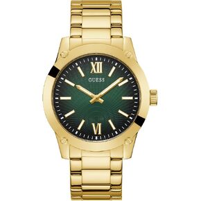 GUESS Men's 44mm Watch - Gold Tone Bracelet Green Dial Gold Tone Case