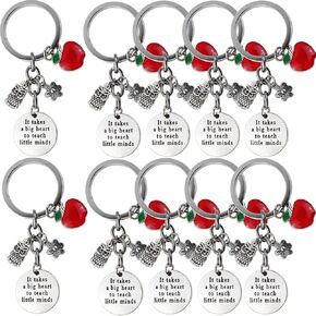 GXXMEI 10PCS Teacher Appreciation Gift Teacher Keychain Round Shape Pendant Key Chain Graduation Back to School Christmas Thank You Gift for Teacher Teacher Keychains In Bulk