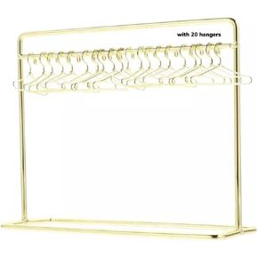 Eledoll 1:6 Dollhouse Furniture Clothes Hanger Clothing Rack Golden Metal Stand Wardrobe 1/6 with 20 Hangers for The 12" Fashion Doll (A)