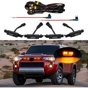AUXLIGHT 4-PCS OEM LED Grille Lights for 4Runner 2020-2023 Accessories, Including SR5, Limited, TRD Off Road, TRD Sport, Nightshade, Venture, Trail with Fuse & Wire Harness (Smoked Lens, Amber Lights)