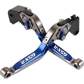 Brake & Clutch Levers Set Foldable Extendable CNC for GSX-R1000 GSXR 1000 2005 2006 GSX-R600 GSXR 600 GSX-R750 GSXR 750 2006-2010 Blue+Black