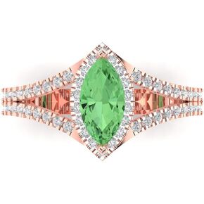 Clara Pucci 1.20 ct Marquise Cut Solitaire Halo Genuine Green Simulated Diamond Engagement Promise Anniversary Bridal Ring 18K Rose Gold