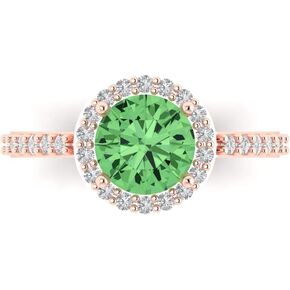 Clara Pucci 2.40 ct Round Cut Solitaire Halo Genuine Green Simulated Diamond Engagement Promise Anniversary Bridal Ring 18K Rose Gold
