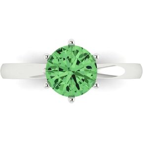 Clara Pucci 1.50 ct Round Cut Solitaire Green Simulated Diamond Engagement Wedding Bridal Promise Anniversary Ring 18K white Gold