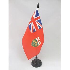 Ontario Table Flag 5'' x 8'' - Canada - Canadian region of Ontario Desk Flag 21 x 14 cm - Black plastic stick and base - AZ FLAG