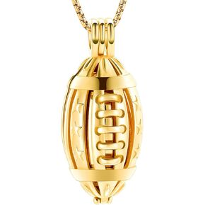 Imrsanl American Football Urn Necklace for Ashes of Loved Ones Stainless Steel Keepsake Cremation Pendant Memorial Locket Urn Jewelry Women Men