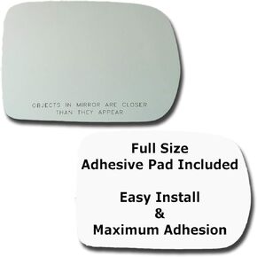 Mirror Glass + Full Size Adhesive Pad for 1999-2004 Honda Odyssey Passenger Side Replacement (1999 2000 2001 2002 2003 2004 99 00 01 02 03 04)