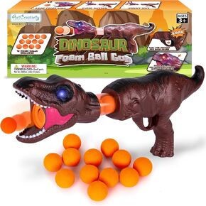 ArtCreativity LED Dinosaur Foam Blaster Gun - Pump Action Foam Gun Toy with 12 Foam Balls - Roaring Sound Effects and Light Up Eyes - Dinosaur Shooting Toys for Boys Ages 3 and Up - Batteries Included