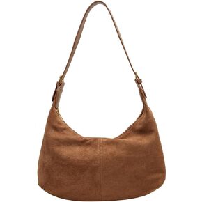 Suede Shoulder Bag Crescent Suede Purse for Women Brown Suede Handbags 2024 Fall Purse Stylish Suede Crossbody Bag