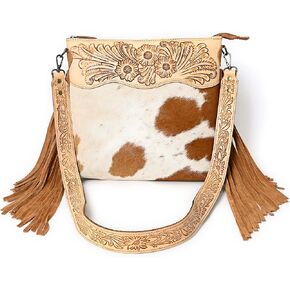 Crimson HandtooledCowhide Shoulder Bag