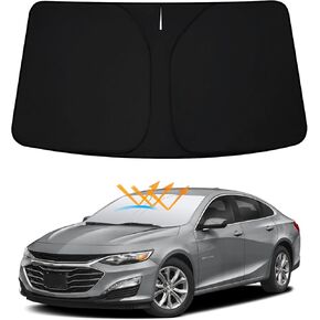 D-Lumina Winshield Sun Shade for Chevy Malibu 2016 2017 2018 2019 2020 2021 2022 2023 2024, Foldable Front Sun Shield Protector Blocks UV Rays, Window Sunshade Sun Visor Interior Accessory