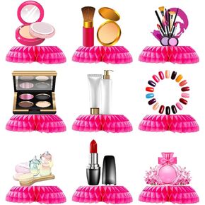 9Pack SPA Makeup Party Honeycomb Centerpiece Table Decorations,SPA Makeup Party Decorations