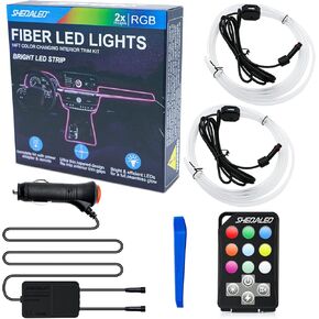 Interior Car LED Strip Lights, Multicolor RGB Car Interior Lights for Car with 6mm Sewing Edge, 16 Million Colors Wireless Remote Control Car Neon Lights for Car Decorations(2X 7Ft)