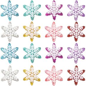 SUNNYCLUE 48Pcs 8 Colors Snowflake Cabochons Bulk Christmas Resin Charm White Red Blue Winter Xmas Decoration Snowflakes Flatback Mini Charms for Scrapbooking Art DIY Crafts Jewelry Making Accessories