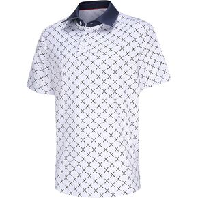 Mens Golf Shirt Short Sleeve Dry Fit Print Moisture Wicking Performance Collared Funny Golf Polo Shirts for Men