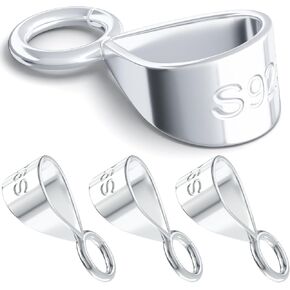 OIIKI 4PCS 925 Sterling Silver Pendant Clasp Bail with Open Loop, Jewelry Bails Slider Pendant Clasp Connectors for DIY Jewelry Making, Necklace, Dangle Pendant, Art Crafts