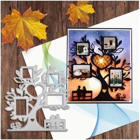 Tree Message Board Photo Frame Metal Die Cuts,Tree Heart Photo Frame Cutting Dies Cut Stencils DIY Scrapbooking Decorative Embossing Paper Party Wedding Card Making