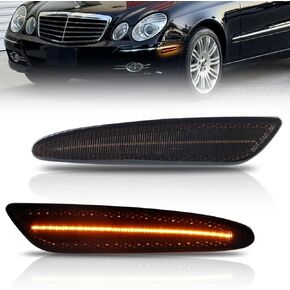 مصابيح LED جانبية للحاجز الأمامي لسيارة Mercedes Benz W211 E350 E550 E63 AMG LCI، W211، مصابيح علامة جانبية للعدسة المدخنة، [فائقة السطوع] مصابيح إشارة الانعطاف LED بيضاء، قطعتان in Kuwait