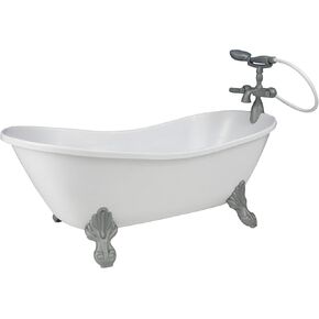 Sophia's Classic White Clawfoot Bathtub with Handheld Shower Head and Faucet Furniture Set for 18" Dolls, White/Silver
