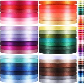 40 Rolls Satin Ribbons Colorful Fabric Ribbons Assorted Solid Rainbow for Gift Wrapping Bows Crafts DIY Bouquet Wedding Shower Decor(1.57'' Wide,200 Yd Long,Multicolor)