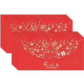 Christmas Gift Envelope For Money,Cash/Currency Envelopes Gold Stamped Hollow Design10PCS,for Christmas/Chinese New Year/Party/Holiday/Family/Friends Money Envelope (Red, 7.1 × 3.5 inches) ﻿