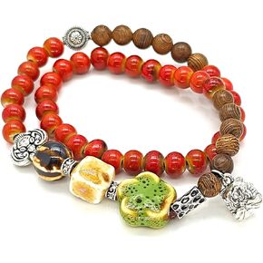 TeenFighter A Bead Speak Aesthetic Ceramic and Crystal Stone Bead Bracelet Set for Women – Fashionable Stretchable Bohemian Jewelry