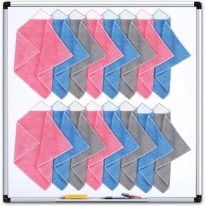 Gerrii 16 Pcs Magnetic Cleaning Cloth Dry Erasers for White Boards Compatible with Most Whiteboards Reusable Microfiber Cloth Whiteboard Eraser for Classroom Screens (Dark Gray)