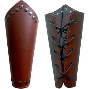 Leather Gauntlet Wristband Viking Leather Arm Guard Medieval Armor Bracers Leather Armband Wrist Guards Cosplay2pcs Brown