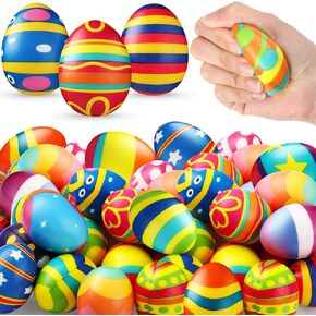 20 Pieces Easter Egg Shaped Foam Stress Ball 2.36 Inch Foam Easter Egg Toys Easter Stress Balls Relief Fidget Eggs Bouncing Craft Egg for Easter Hunt, Easter Theme Party Favor, Basket Fillers