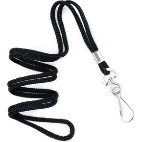 Mata1-USA Polypropylene Lanyards (100 Pack, Black), Economy ID Lanyards Bulk, Business Card Lanyards, ID Card Holder Lanyards for Employees and Students, Round 36" With Swivel Hook