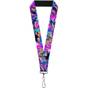 Buckle-Down Lanyard-1.0"-Cats in Space Pinks/Blues