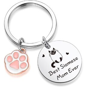 ZNOSVEI Siamese Cat Keychain Siamese Cat Lover Gift Siamese Cat Owner Jewelry Vet Gift Best Siamese Mom Ever Gift