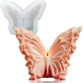 Cute Butterfly Candle Molds Epoxy Resin Molds Silicone Molds,3D Butterfly Candle Mold Soap Molds Retro Butterfly Resin Mold Corrugated Texture Butterfly Silicone Mold Chocolate Molds Home Room Decor