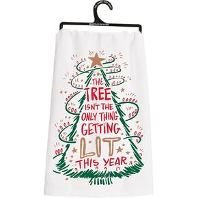 Primitives by Kathy LOL Made You Smile Christmas Dish Towel, 28 x 28-Inches, Getting Lit