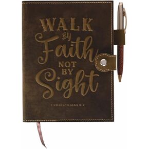 DAFELO® Refillable Leather Weekly Planner with Magnetic Button Closure, Bible Verse Embossed Planner For Men and Women, Gift Purpose with Ribbon Bookmark, Leather Journal with Pen Holder, 6"X8"