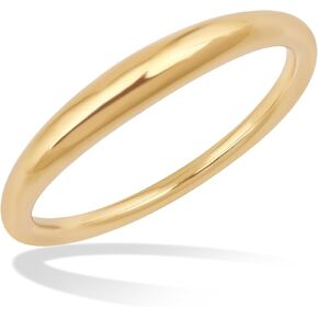 14K Gold or Platinum Plated Domed Band Ring for Women | Size 5 to 9