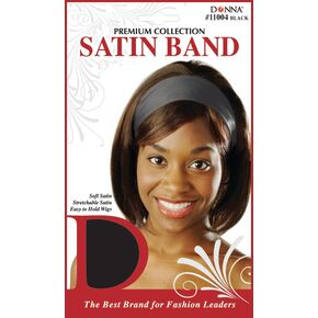 DONNA SATIN BAND STRETCHABLE NON SLIP HAIR BAND BLACK