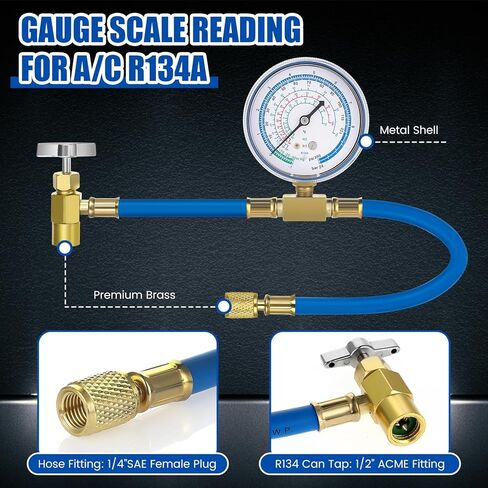 مجموعة حاقن صبغ زيت التيار المتردد وخرطوم إعادة شحن غاز التبريد مع مجموعة قياس R134a R1234yf، تتضمن نظارات واقية من الأشعة فوق البنفسجية الخفيفة لنظام تكييف الهواء في السيارة والمنزل in Kuwait