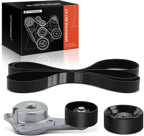 A-Premium Serpentine Drive Belt Kit W/Tensioner & Idler Compatible with Ford & Starcraft Cars - F-150, F-250, E-150 Econoline, E-350 Super Duty, Excursion, Expedition, Bus Starlite - 4.6L 5.4L 6.8L in Saudi Arabia
