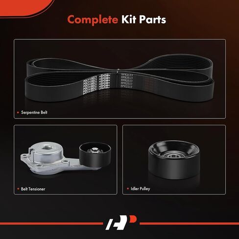 A-Premium Serpentine Drive Belt Kit W/Tensioner & Idler Compatible with Ford & Starcraft Cars - F-150, F-250, E-150 Econoline, E-350 Super Duty, Excursion, Expedition, Bus Starlite - 4.6L 5.4L 6.8L in Saudi Arabia