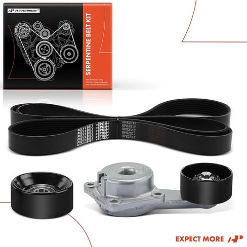 A-Premium Serpentine Drive Belt Kit W/Tensioner & Idler Compatible with Ford & Starcraft Cars - F-150, F-250, E-150 Econoline, E-350 Super Duty, Excursion, Expedition, Bus Starlite - 4.6L 5.4L 6.8L in Saudi Arabia