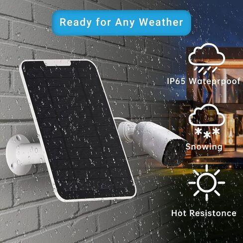 5V 6W Solar Panels for Security Cameras - Compatible with Eufycam and Arlo Essential Spotlight/XL Spotlight Camera - Includes Micro USB Port, USB-C Adapter, and 9.8ft/3m Charging Cord 2-Pack in Kuwait