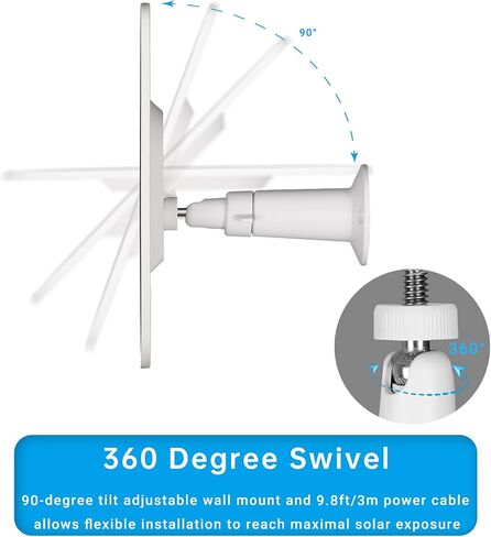 5V 6W Solar Panels for Security Cameras - Compatible with Eufycam and Arlo Essential Spotlight/XL Spotlight Camera - Includes Micro USB Port, USB-C Adapter, and 9.8ft/3m Charging Cord 2-Pack in Kuwait