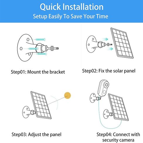 5V 6W Solar Panels for Security Cameras - Compatible with Eufycam and Arlo Essential Spotlight/XL Spotlight Camera - Includes Micro USB Port, USB-C Adapter, and 9.8ft/3m Charging Cord 2-Pack in Kuwait