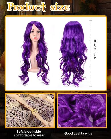 Panitay Halloween Witch Cosplay Costume for Women Witch Hat Tutu Skirt Striped Tights Curly Wig Shoe Covers in Kuwait